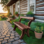 Rustic Garden Bench With Curved Seat For Patio Pathway And Front Porch - view 7 of 8