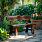 Rustic Garden Bench Live Edge Outdoor Seating For Patio Courtyard And Backyard - view 7 of 8