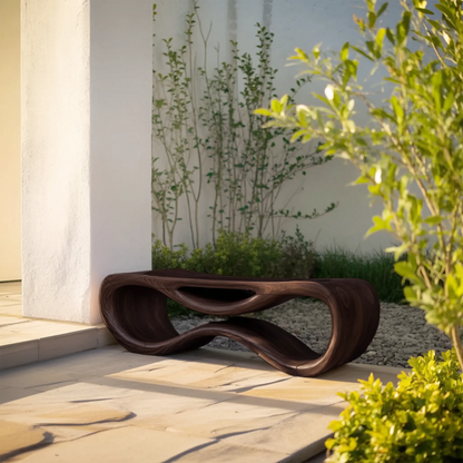 Contemporary Sculptural Outdoor Bench For Patio Or Garden Decor - view 7 of 8