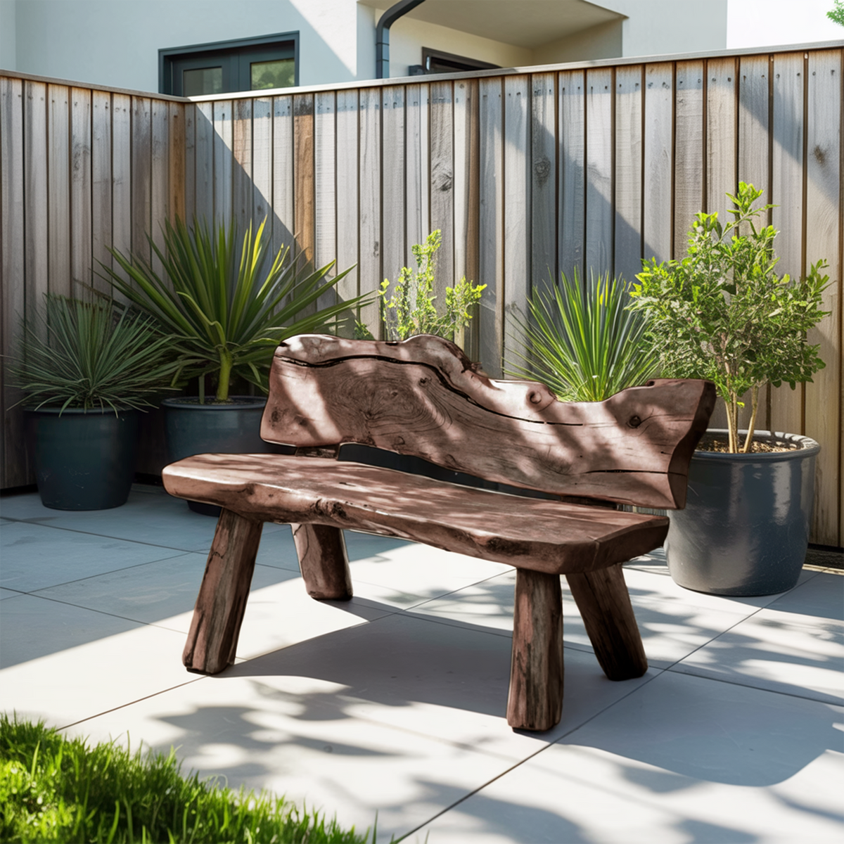 Rustic Live Edge Garden Bench For Patio Backyard And Forest Cabin - view 7 of 8