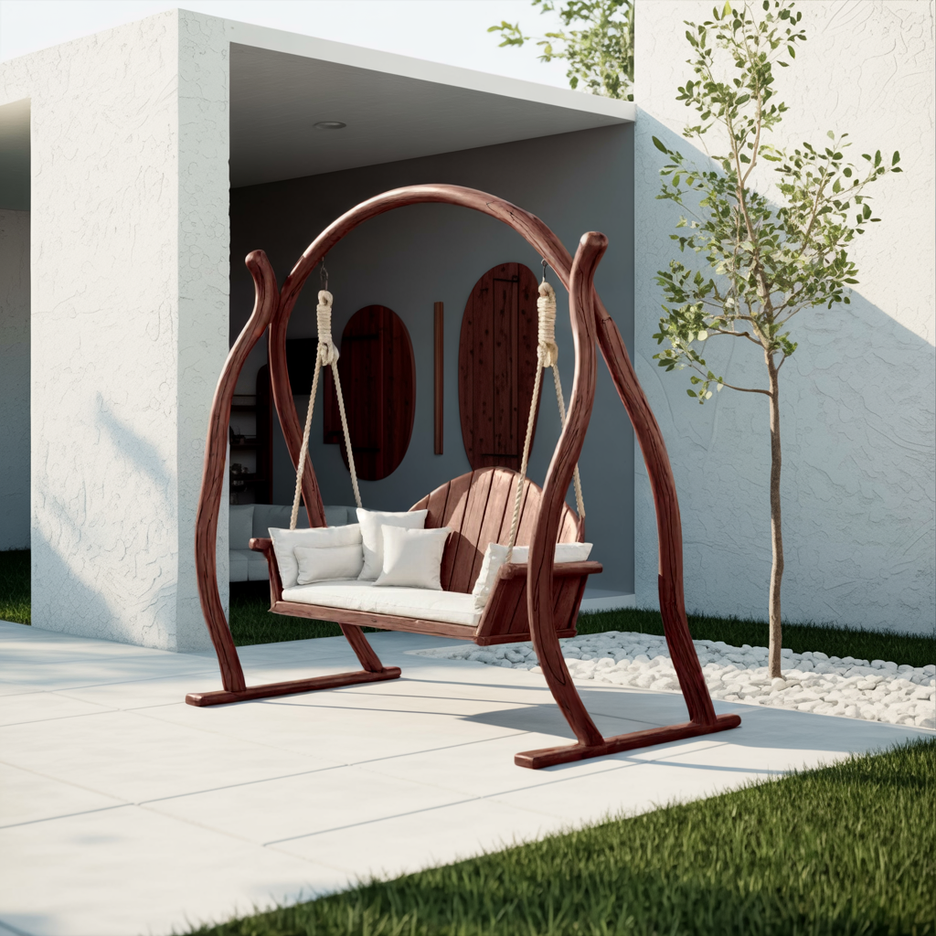 Curved Frame Garden Swing Bench For Outdoor Relaxation - view 7 of 8