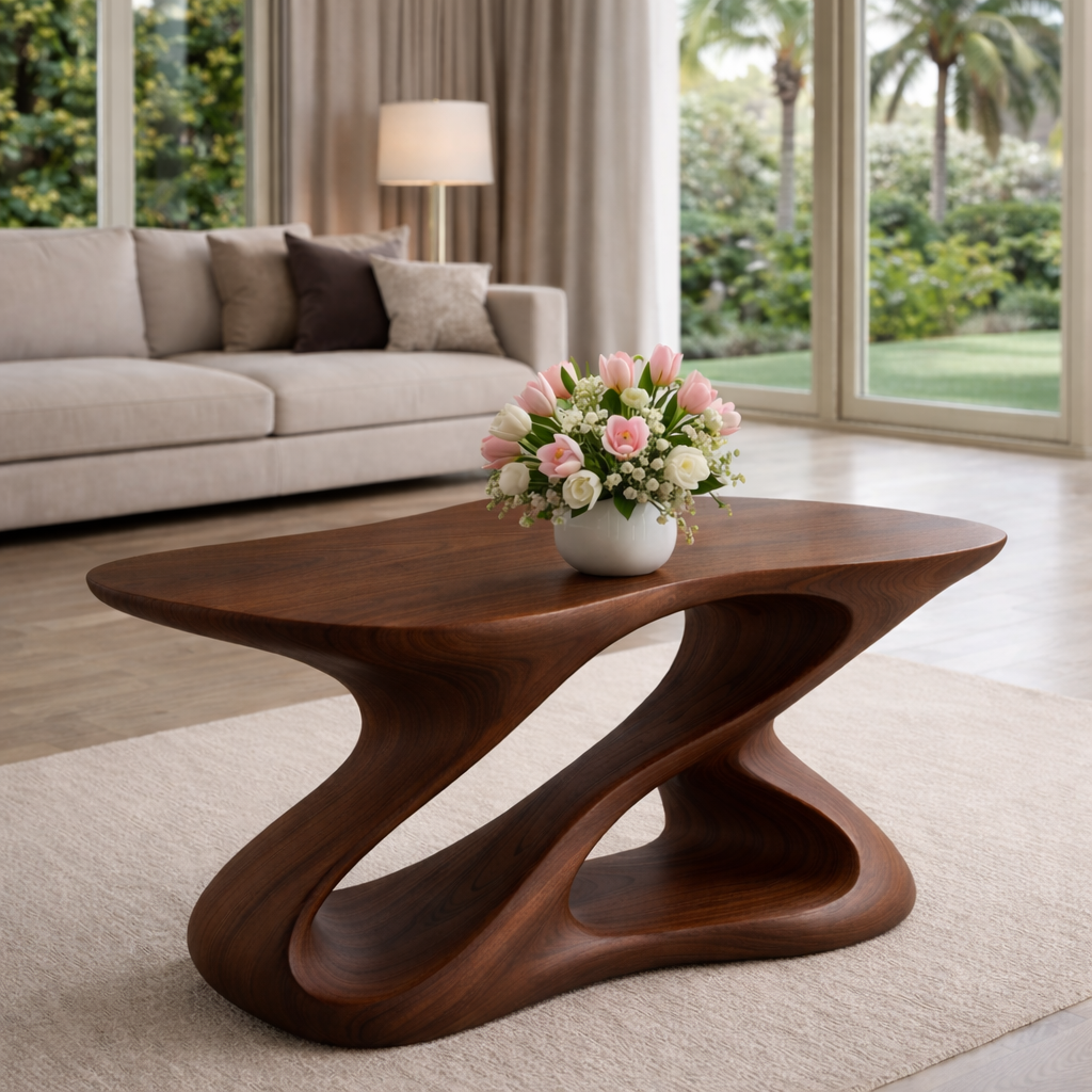 Sculptural Solid Wood Coffee Table for Modern Living Rooms - view 4 of 9