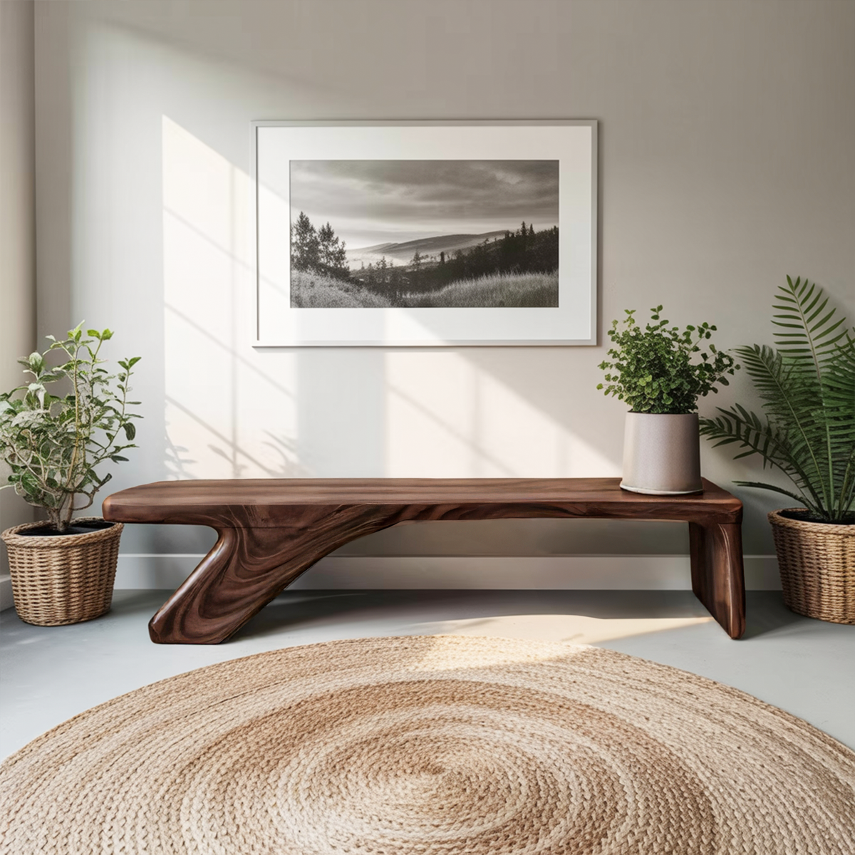 Architectural Bench With Sculpted Z Base For Entryway - view 7 of 8