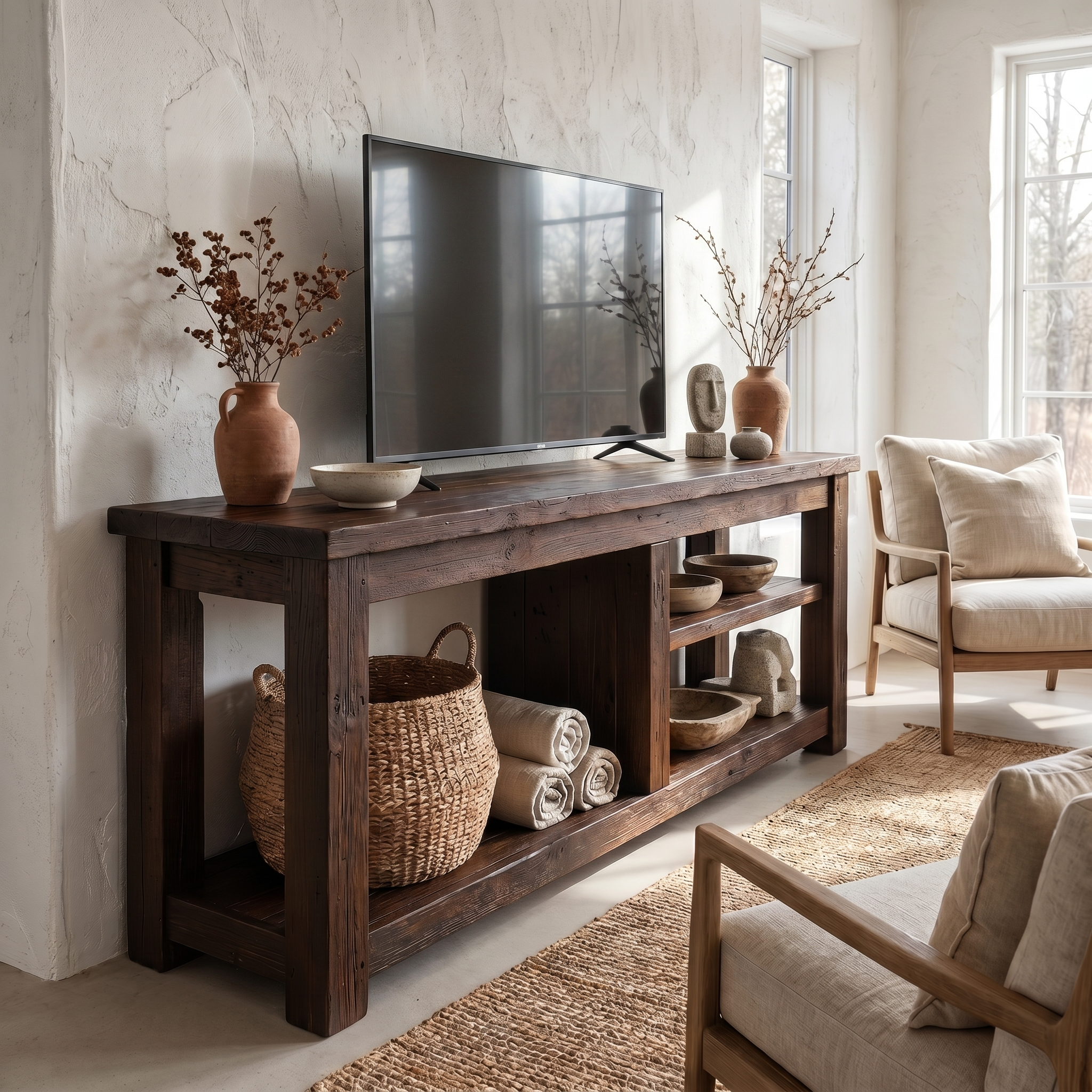 Rustic TV Console Table Living Room - view 7 of 8