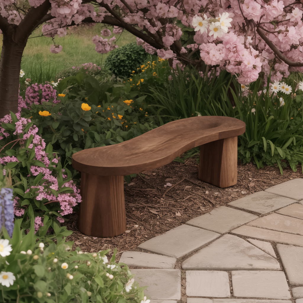 Organic Curved Wood Bench For Garden Or Entryway - view 7 of 8