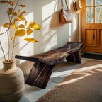 Rustic Live Edge Bench With Organic Curves For Entryway - view 7 of 8