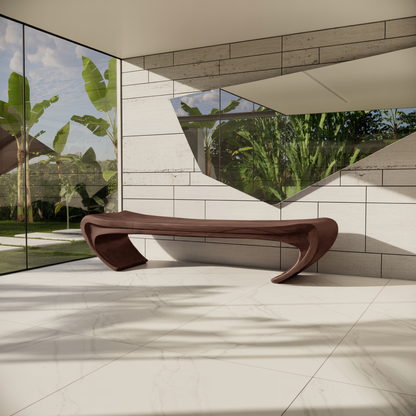 Modern Sculptural Wood Bench For Entryway Or Living Room - view 7 of 8