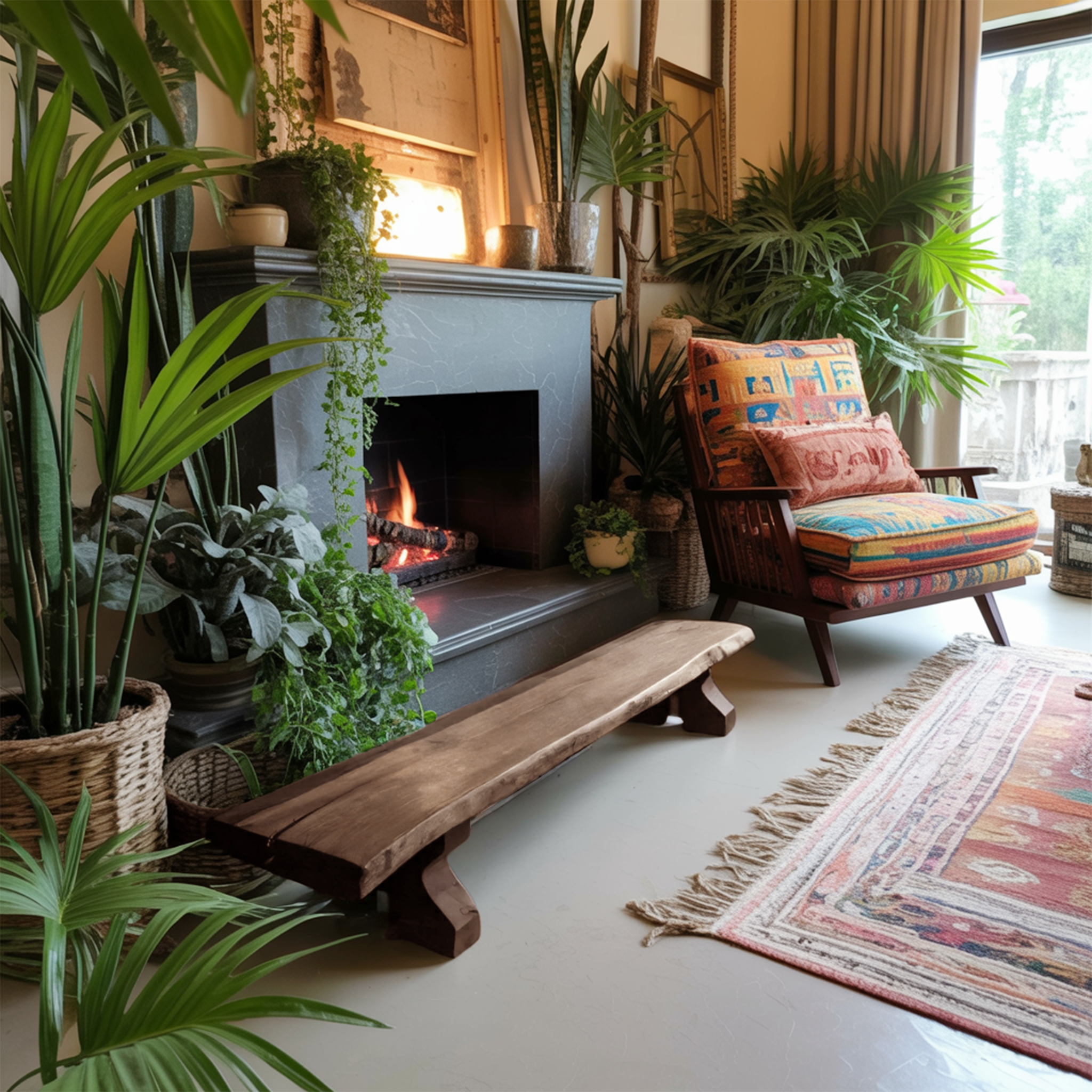 Rustic Live Edge Wood Bench For Entryway Seating - view 7 of 8