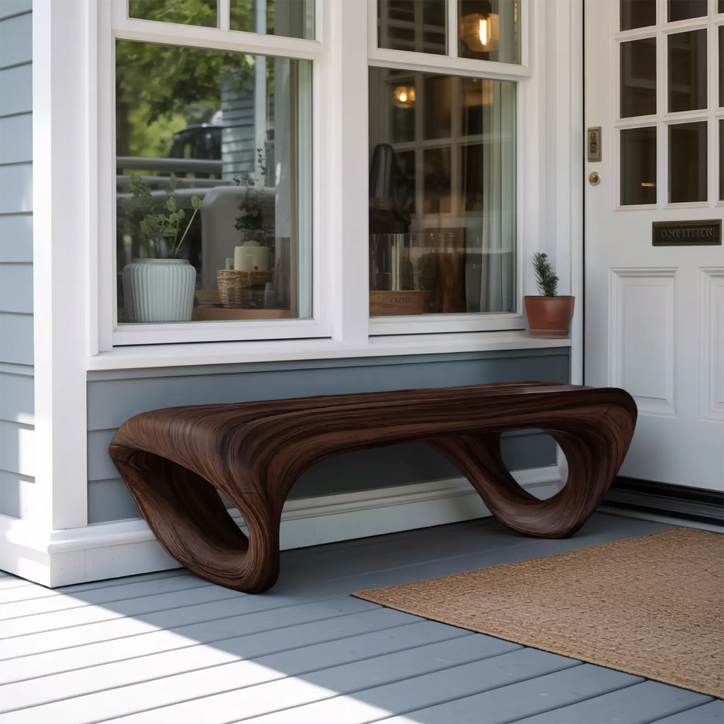 Modern Sculptural Outdoor Bench For Patio Or Garden Decor - view 7 of 8