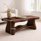 Solid Wood Coffee Table with Organic Curved Base – Rustic Modern Living Room Table - view 8 of 10