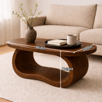 Curved Solid Wood Coffee Table – Sculptural Modern Living Room Center Table - view 6 of 8