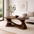 Solid Wood Sculptural Coffee Table with Organic Curved Base – Modern Rustic Coffee Table - view 11 of 13