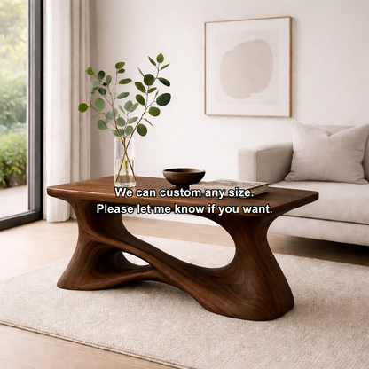 Solid Wood Sculptural Coffee Table with Organic Curved Base – Modern Rustic Coffee Table - view 13 of 13